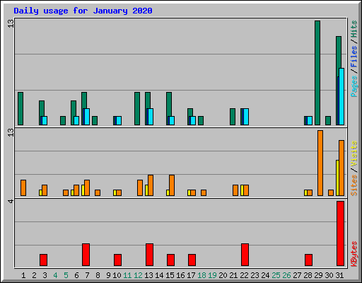 Daily usage for January 2020